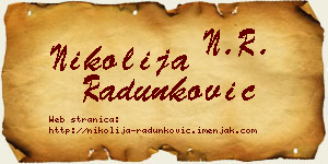 Nikolija Radunković vizit kartica